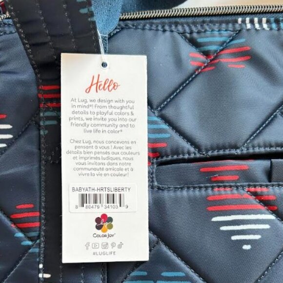 Lug Kerstin Lindquist Baby Yacht Carry-All Zip-Top Tote Hearts Liberty - Picture 13 of 13